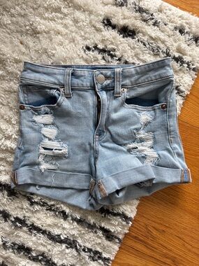 Aero Light Blue Distressed Denim Shorts
